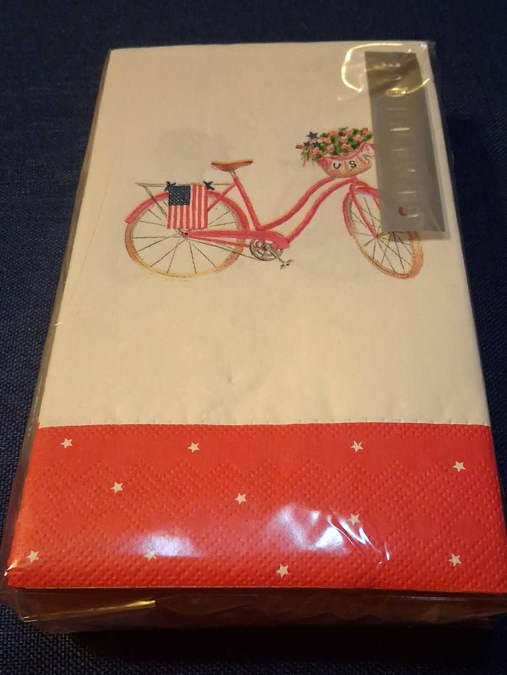 Graphique De France Pink Bicycle Napkins with Red Star Border